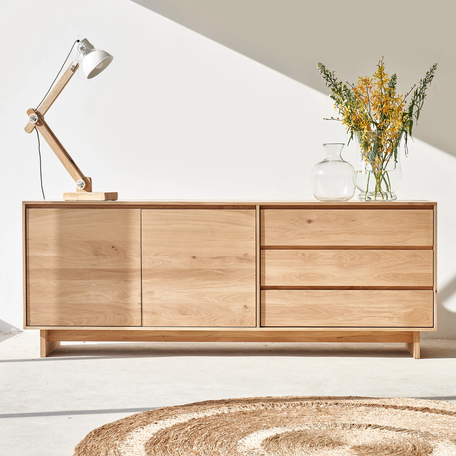 Fashionable Wave Sideboard Oak 205cm Powerful