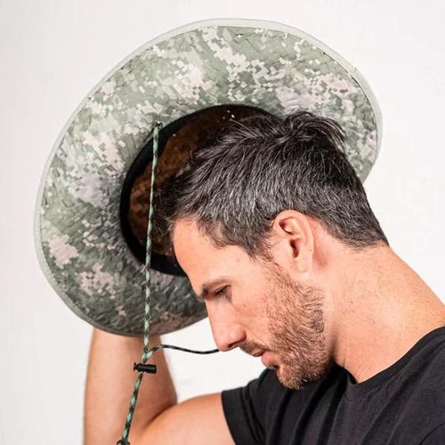 Comfortable SA Cowboy Under Brim Straw Hat Camo Fine