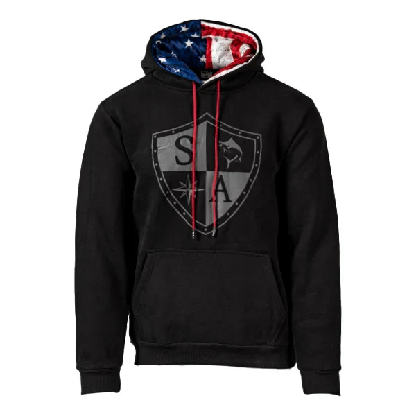 Soft SA Classic Lined Hoodie American Flag Shield Top-Quality
