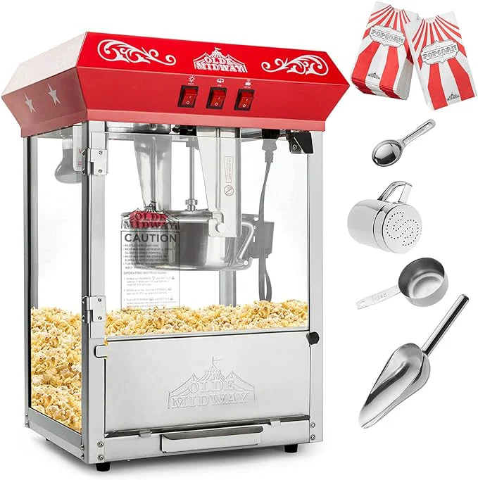 Superior Popcorn Machine Maker Popper with 10-Ounce Kettle - Red Exceptional