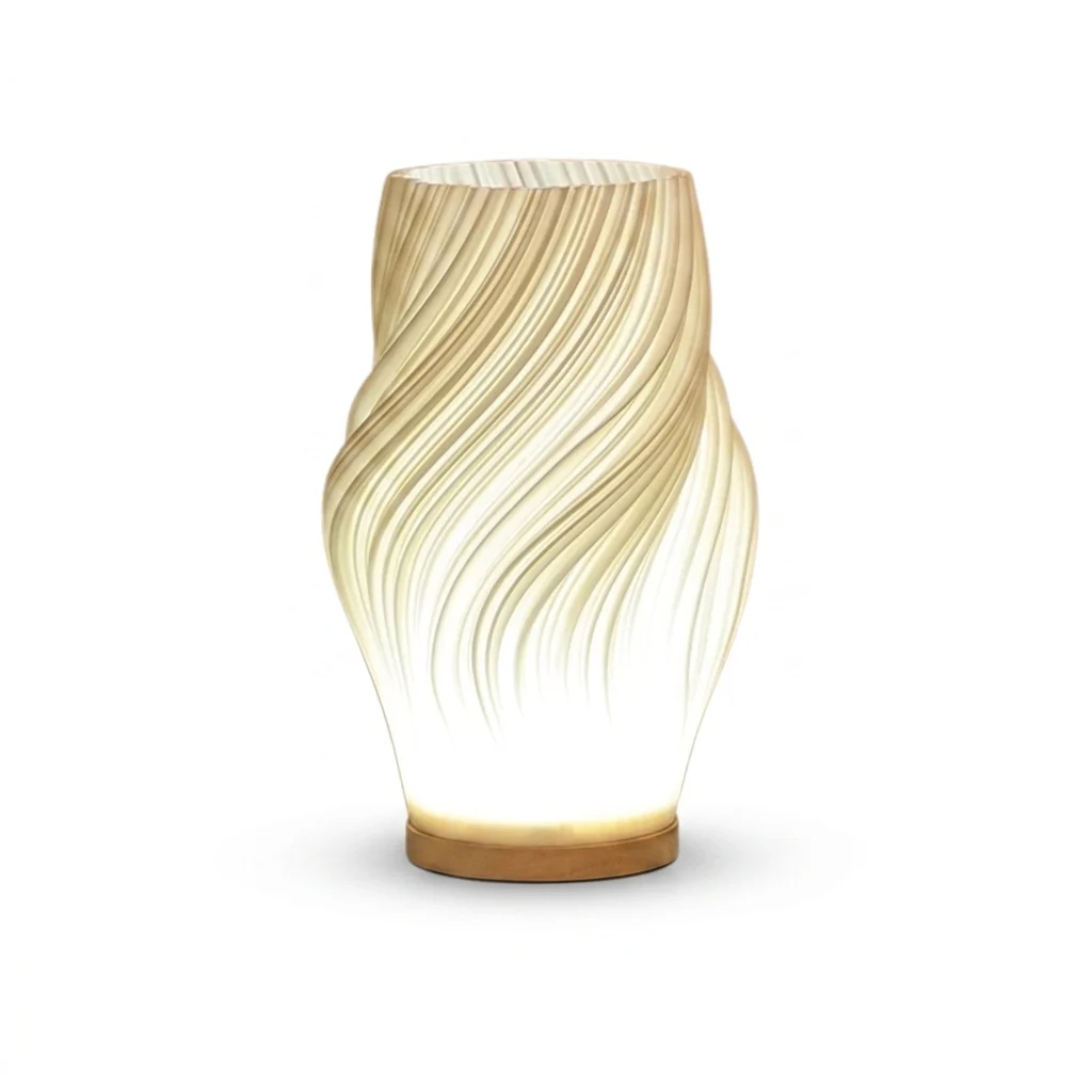 Classic Sculptural Wave Table Lamp 3 White Tones RGB Remote Modern