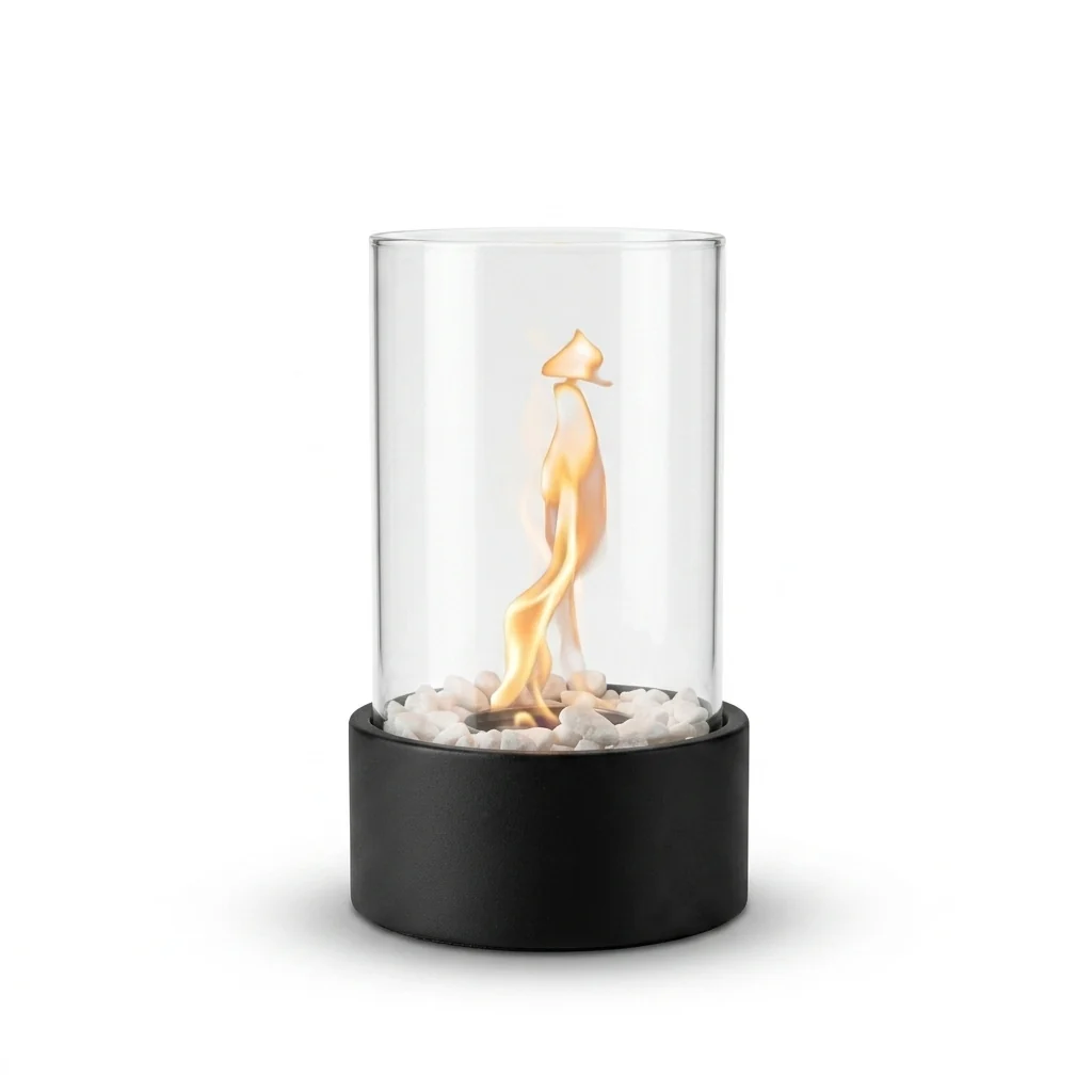 Artisan Flameless Fireplace Oil Lamp Cosy Cobblestone Glow Modern