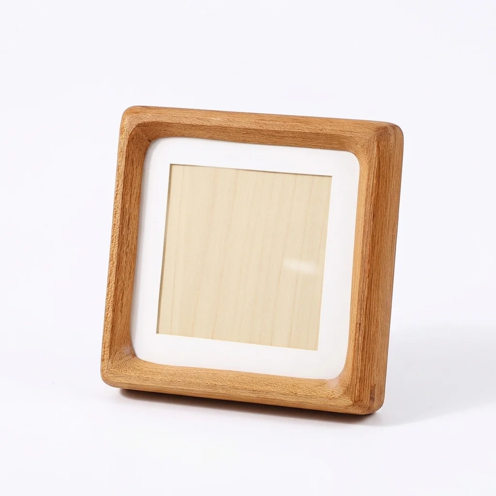 Expertly Made Square Teakwood Photo Frame Warm Natural Grain Flexible