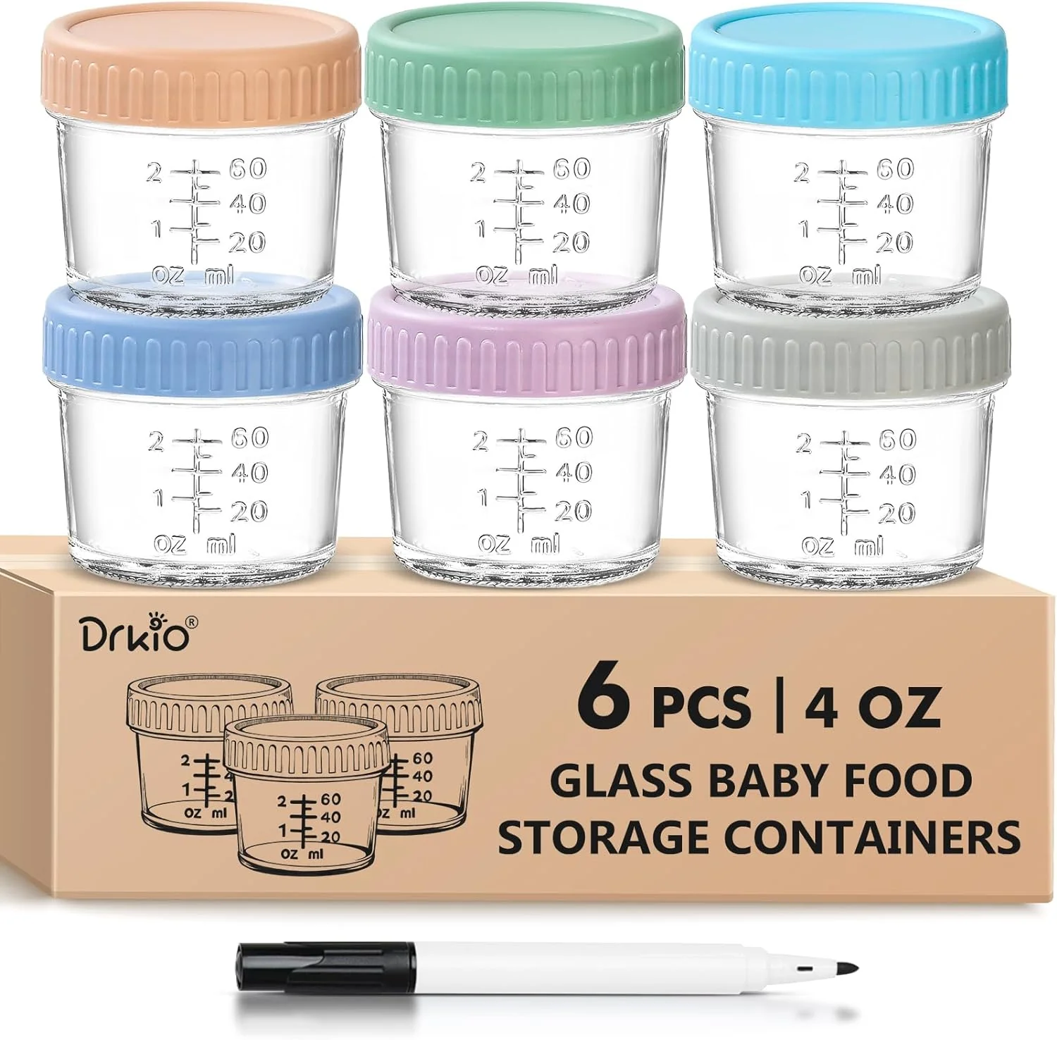 User-Friendly Glass Baby Food Storage Containers - 4oz Leak-Proof Jars Original