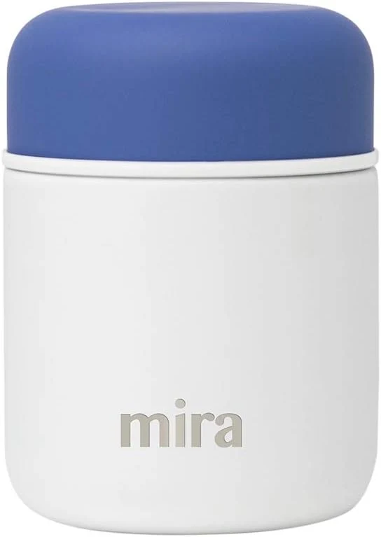 World-Class MIRA 9oz Insulated Food Jar Thermo for Hot Food amp Soup Compact Stainless Steel Vacuum Lunch Container - White Prestigious