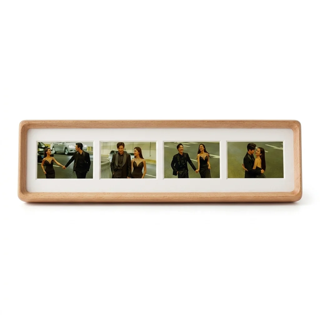 Reliable Triptych Wooden Photo Stand Display 3 or 4 Photos Safe