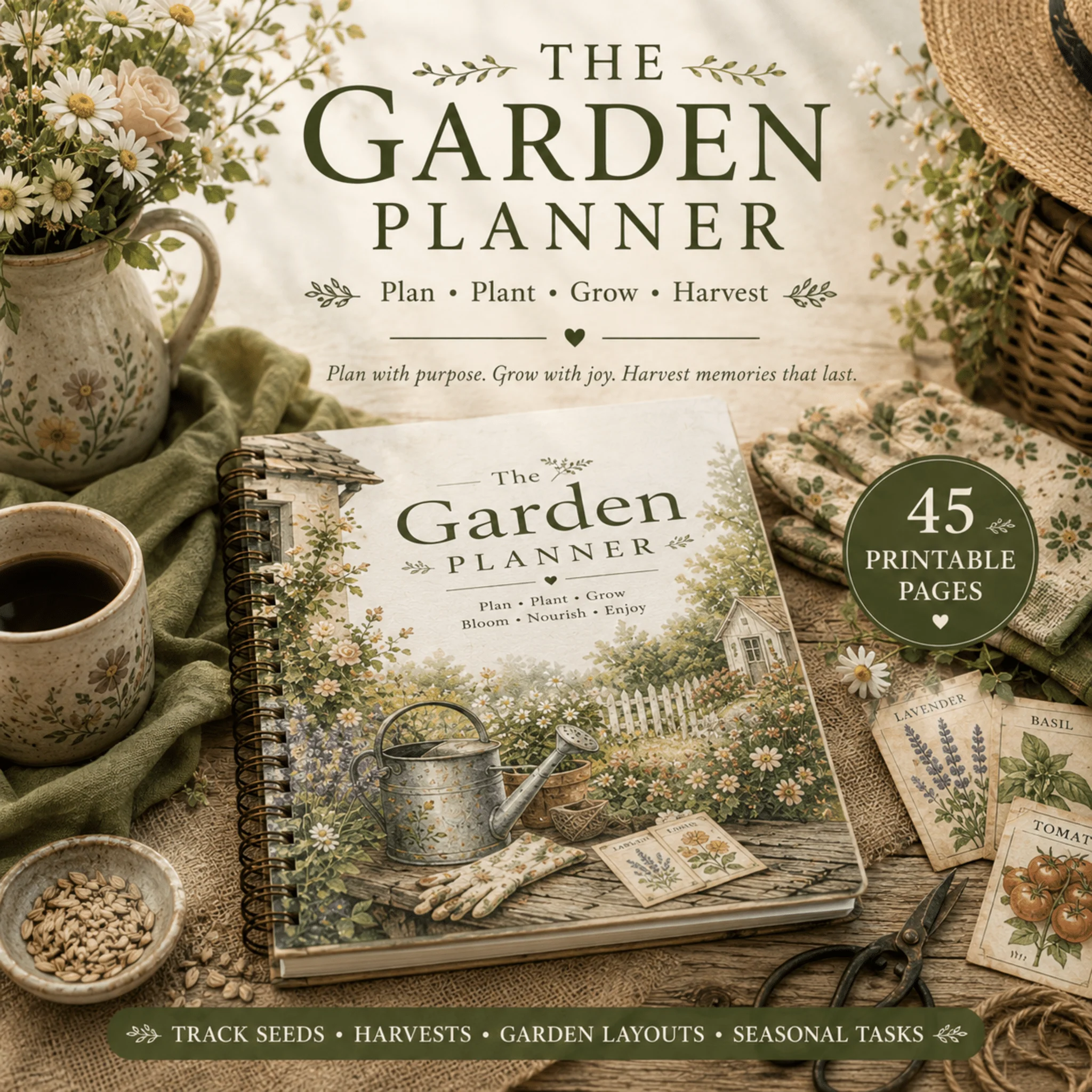 Green The Cottage Garden Planner Fruit Vegetable Seed Harvest Tracker Homestead Gardening Journal First-Class