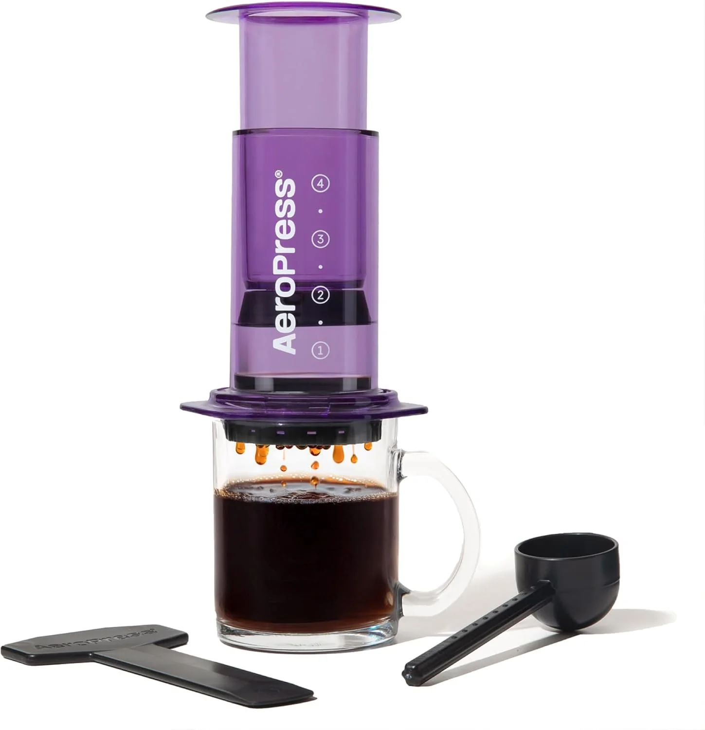 Comfortable AeroPress Clear Purple Coffee Press – 3 In 1 Brew Method Combines French Press Espresso Full Bodied Coffee Without Grit or Bitterness Small Portable Coffee Maker for Camping Travel Purple Eco-Friendly