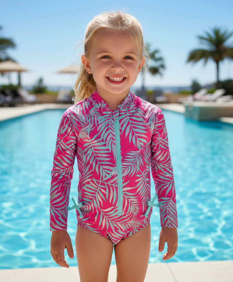 Luxury Penelope Mack Little Girl's One-Piece Swimsuit PinK Modern