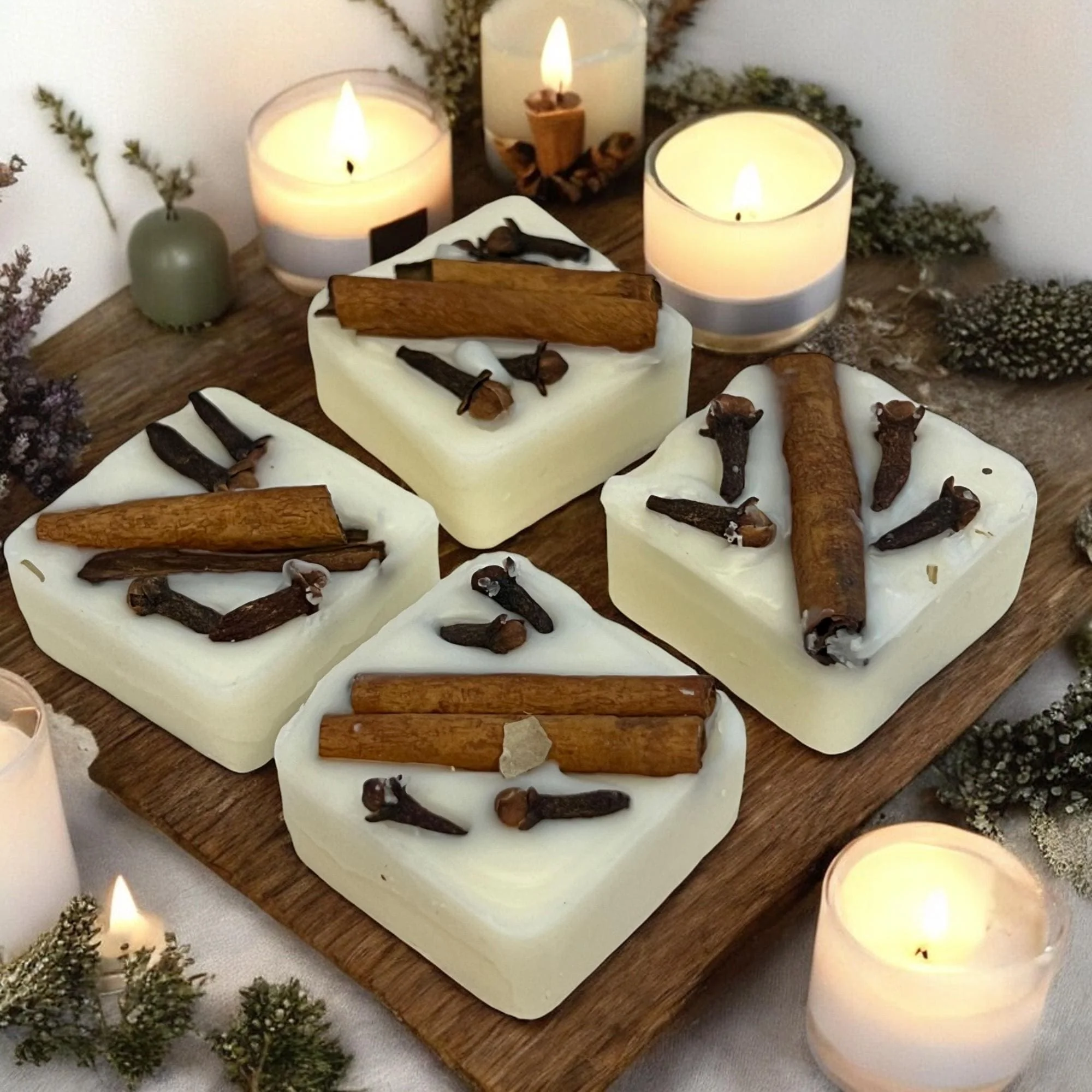 Durable Clove Cinnamon Soy Wax Melts Herbal Infused Aromatherapy Tarts Set of 12 Long-Lasting