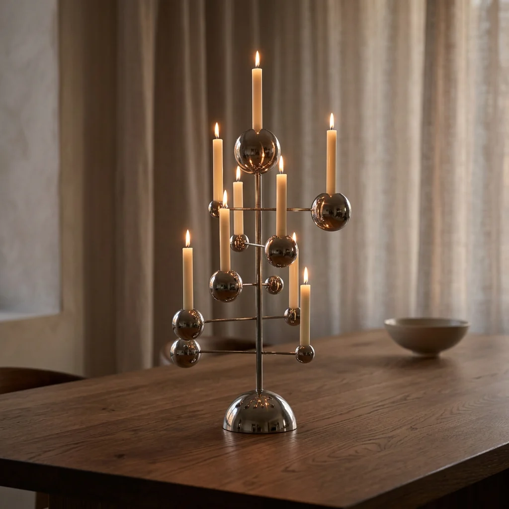 High-End Geometric Metal Candle Holder Sculptural Centrepiece Refined