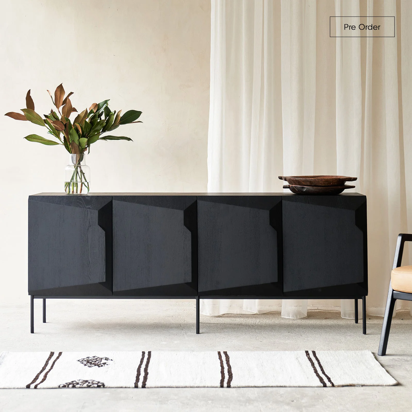 Optimized Stairs Sideboard Oak - Black 200cm Lightweight