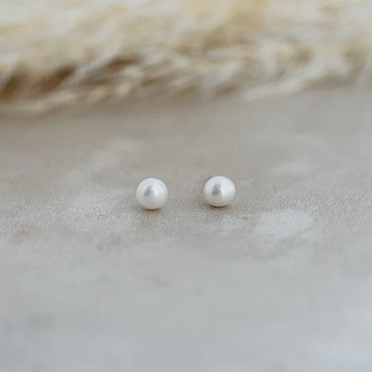 Eco-Friendly Baby Pearl Stud Earrings Enhanced