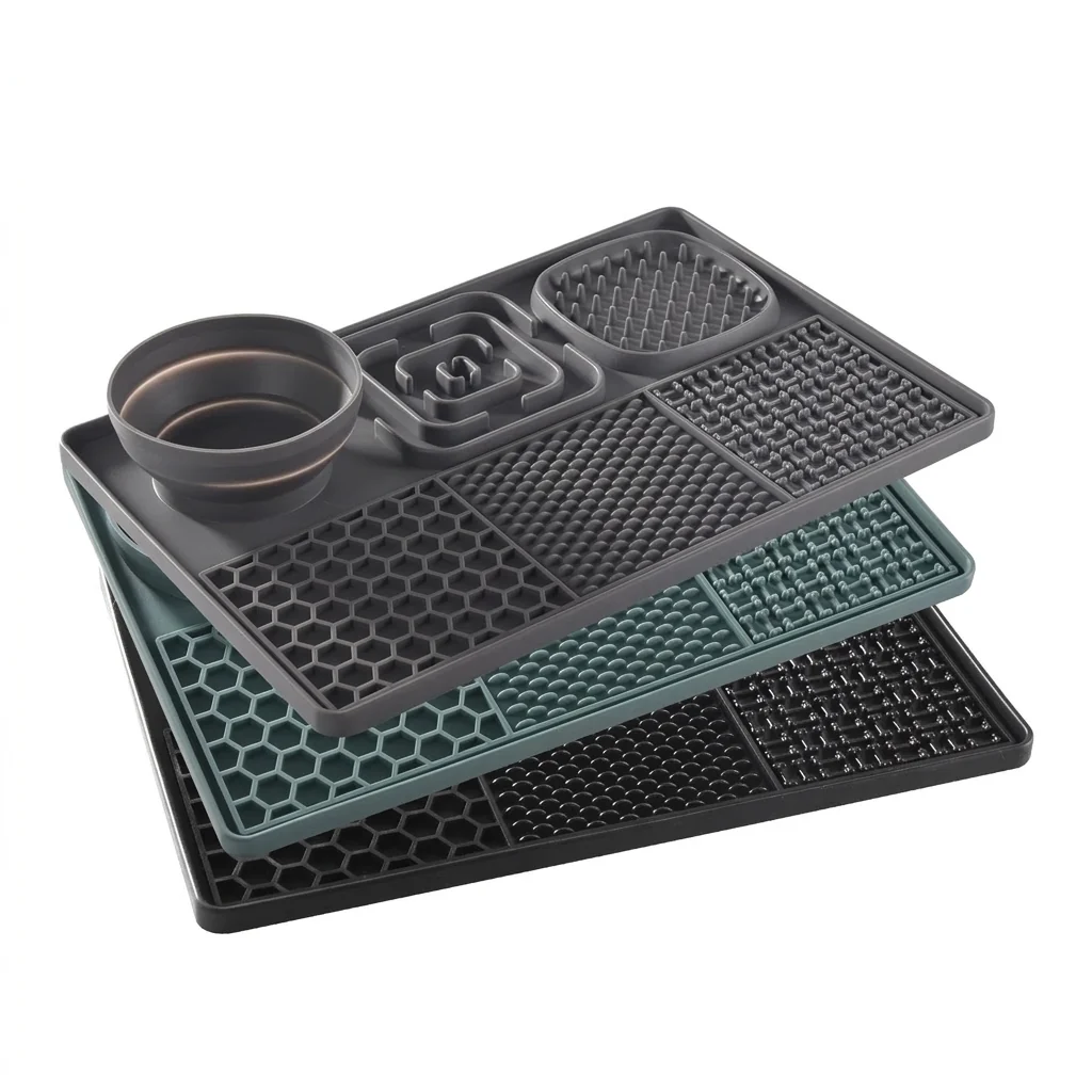 Flexible Dog Slow Feeder Licking Mat 3-in-1 Silicone BPA- Trendy