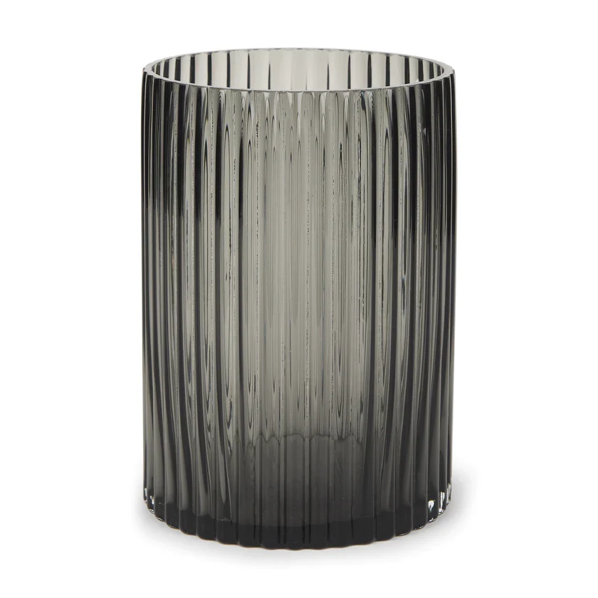 High-Grade Dawn Short Smokey Black Glass Vase Soft
