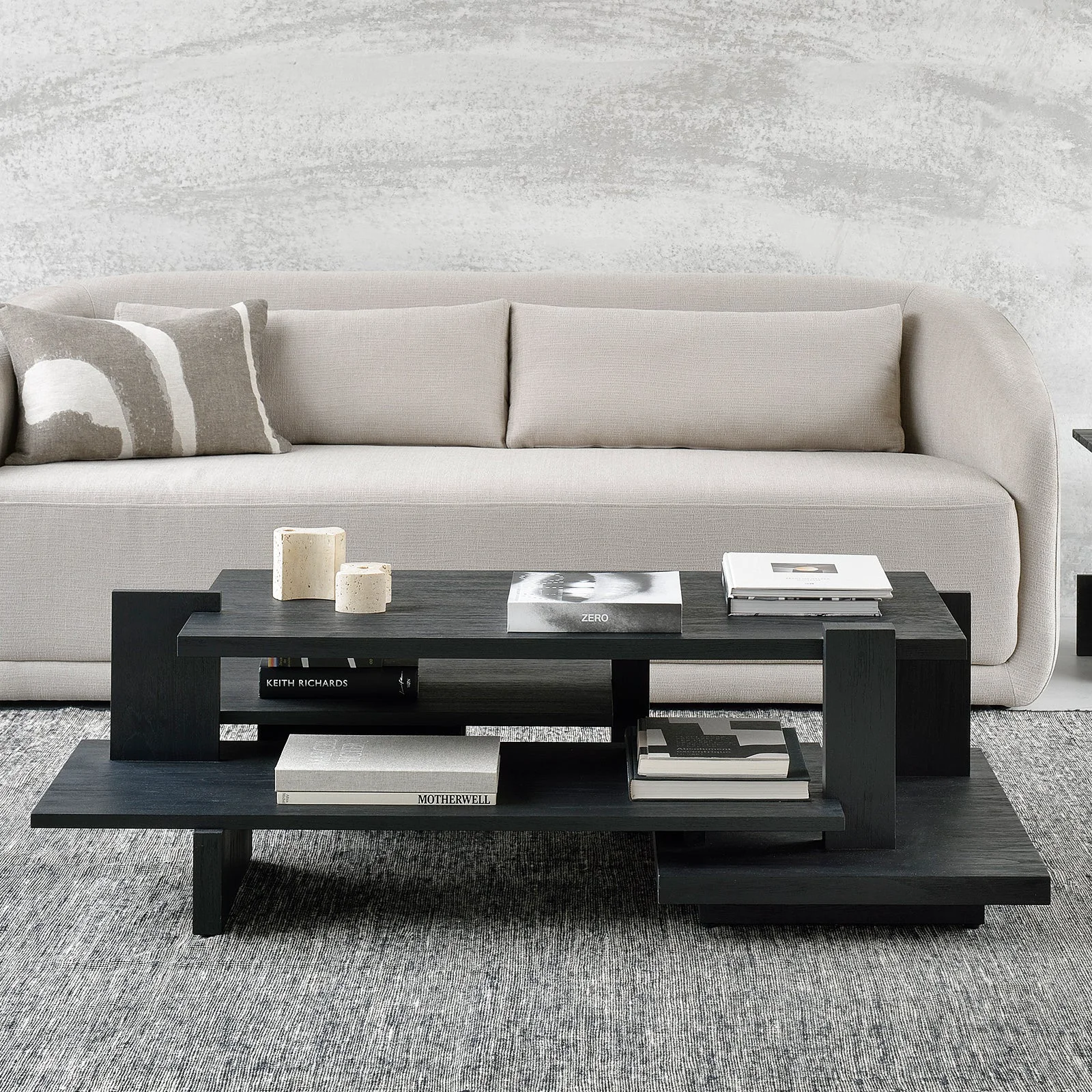 Official Abstract Coffee Table Teak - Black Innovative