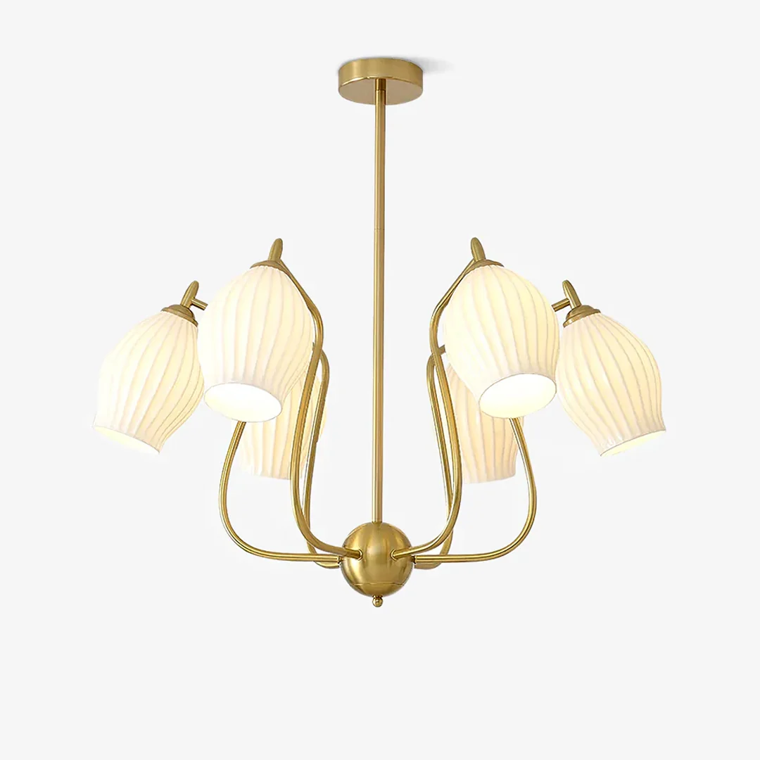 Sophisticated Modern Ceramic Ribbed Chandelier Selected