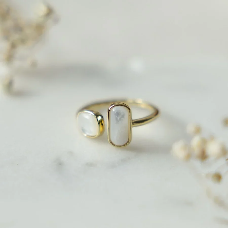 Fine Crafted Stone Sisters Mother of Pearl Ring Professional
