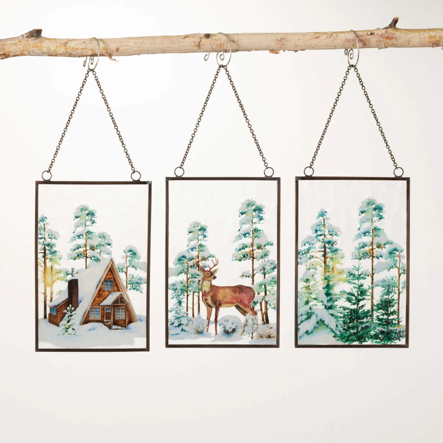 Flexible Painted Glass Woodland Scene Ornaments Optimized