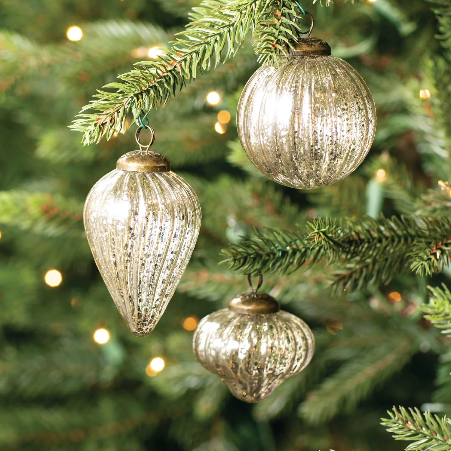 Organic Vintage Silver Mercury Glass Ornaments Premium Material