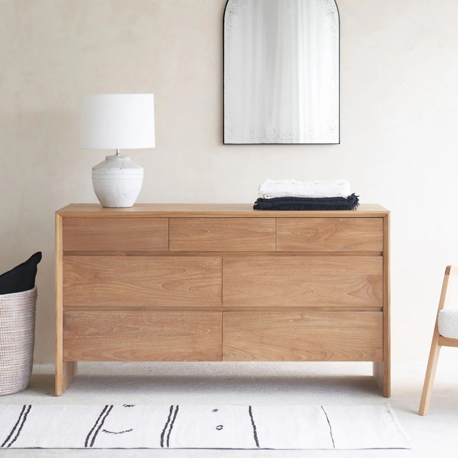 Fashionable Norman Chest of Drawers Teak 150cm Exclusive