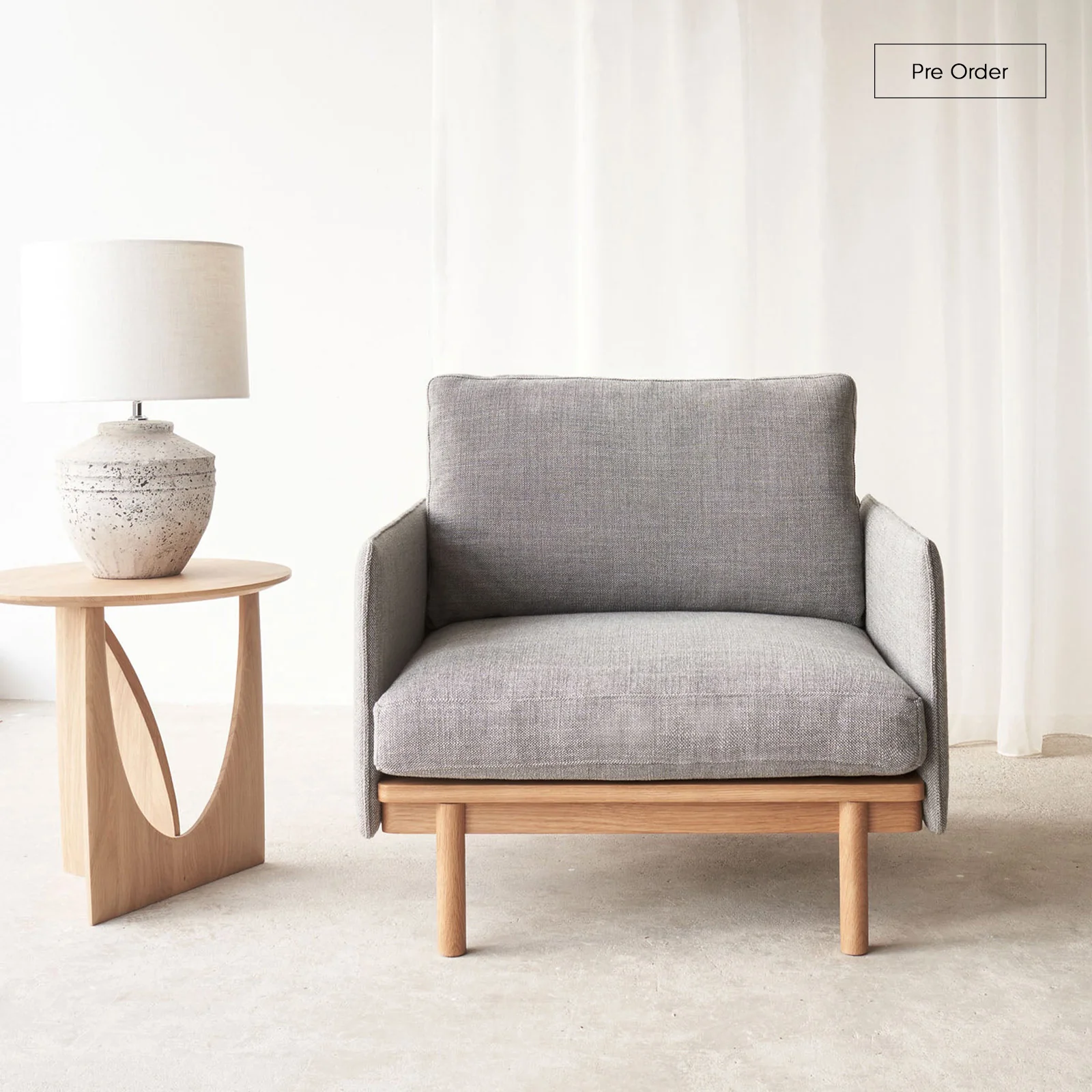 Safe Pensive Armchair Oak - Bespoke Fabric Optimized
