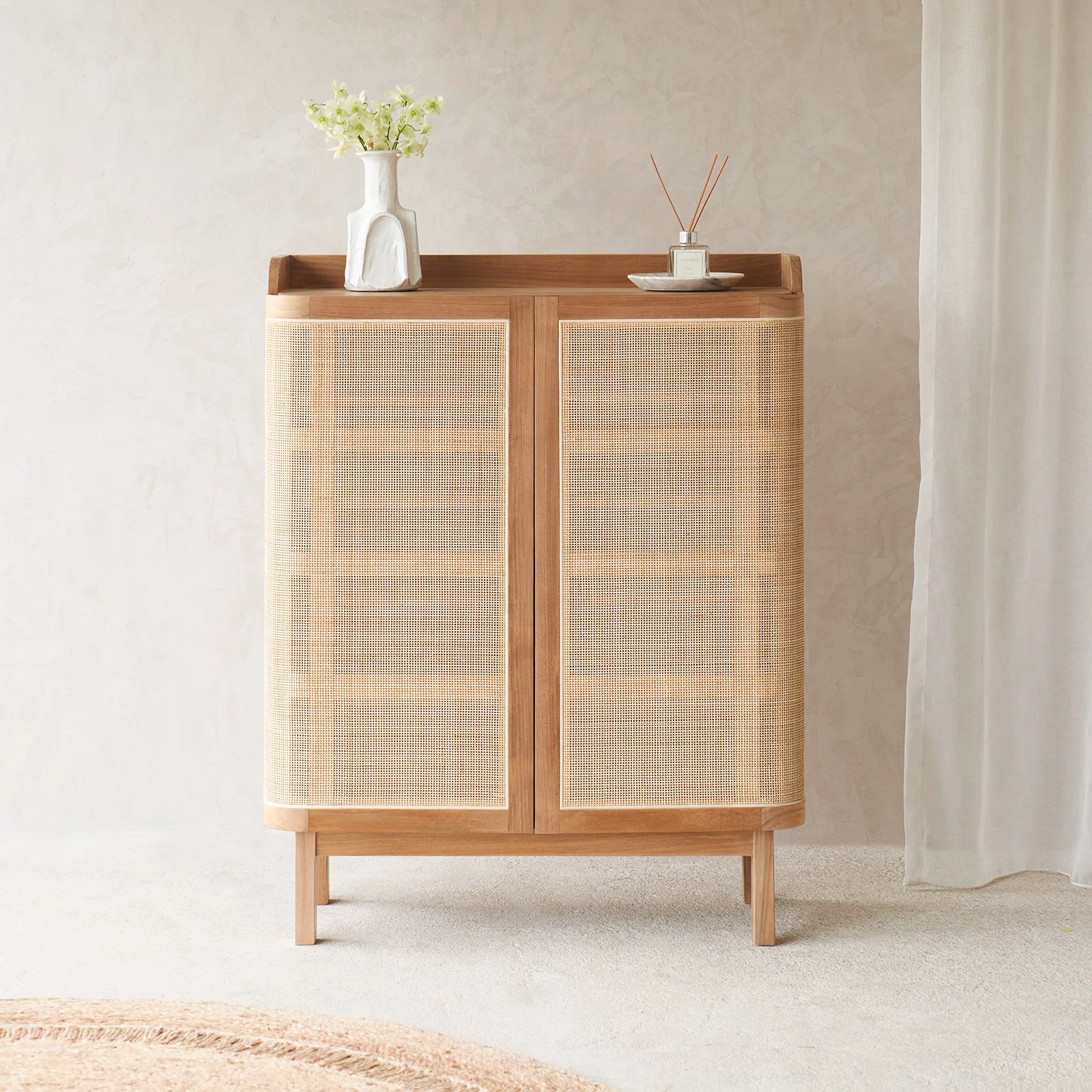 High-End Luna Shoe Cabinet Teak - Natural 90cm Expertly Made