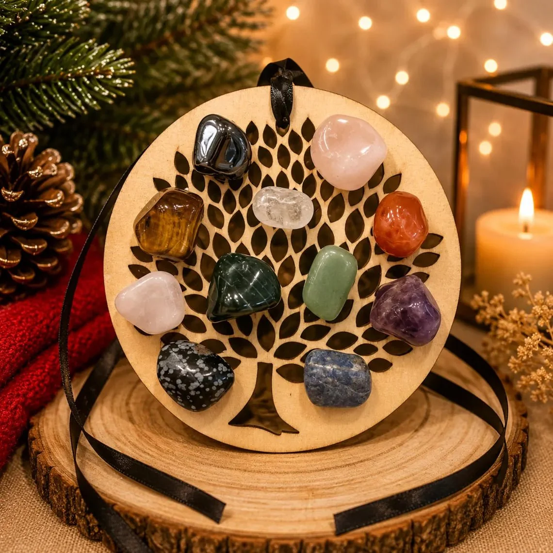 Flexible Wood Engraved Tree of Life Christmas Ornament Sacred Symbol Healing Trusted