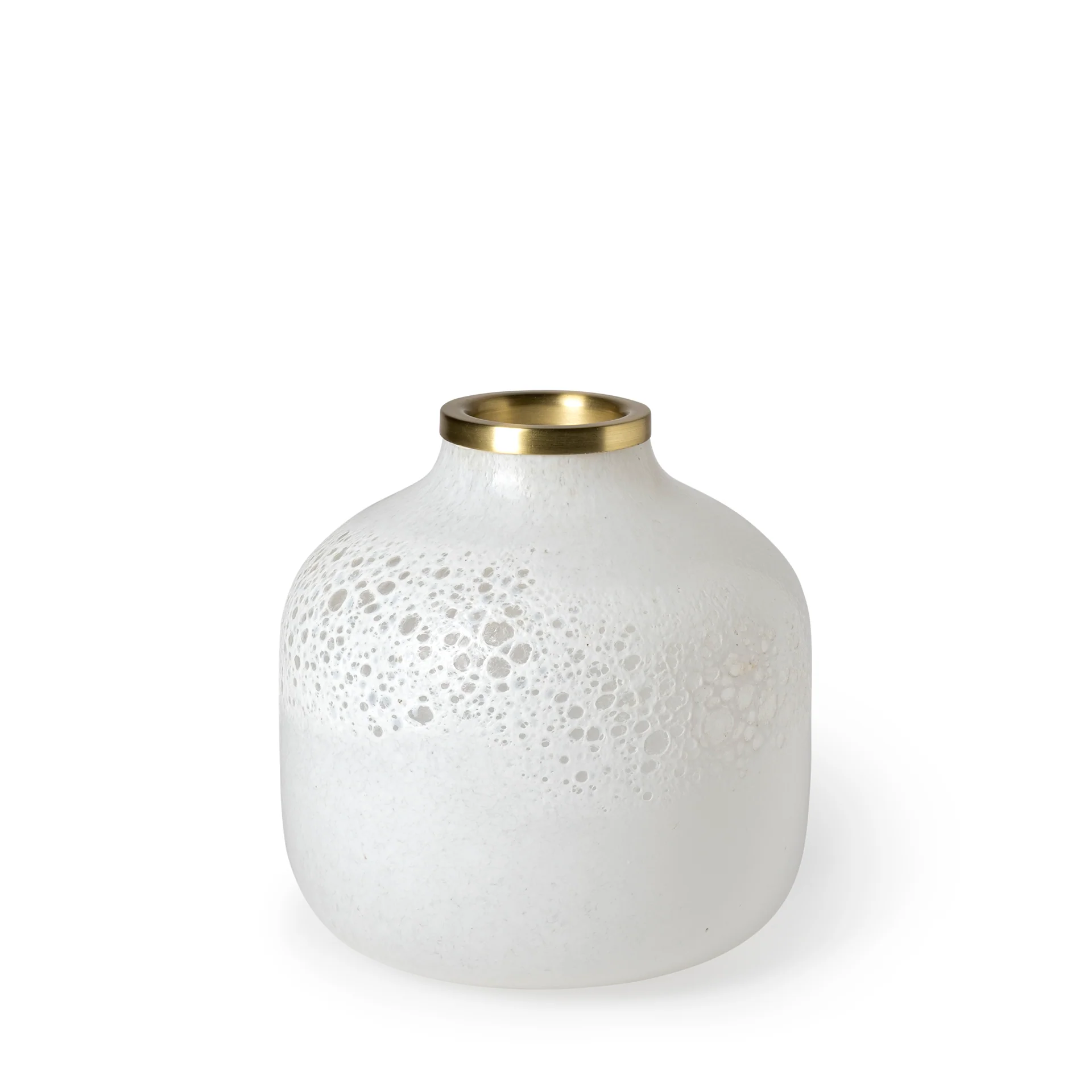 Functional Pearl Short White Gold Rim Glass Vase Fashionable