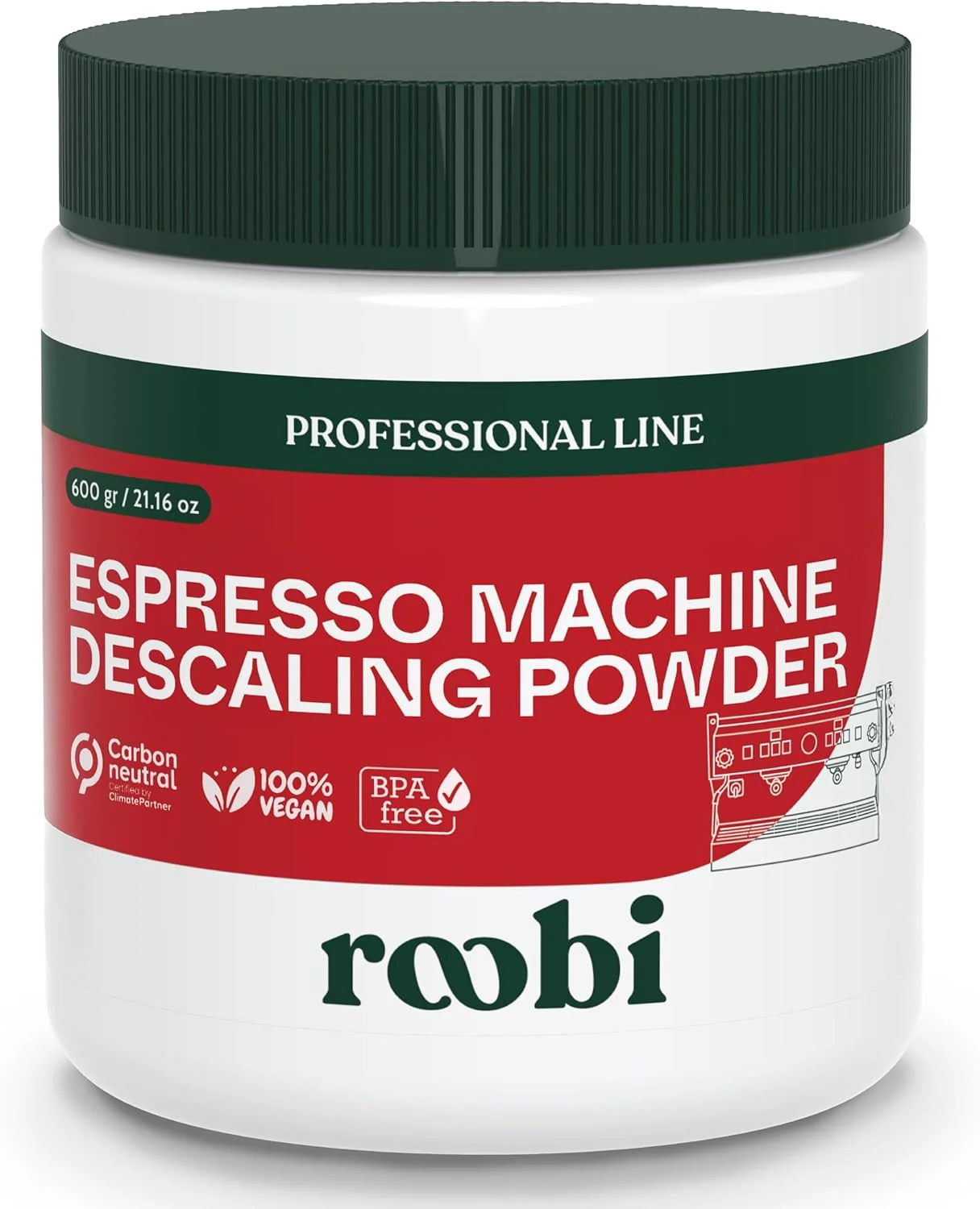 Elite Roobi Professional Espresso Machine Descaling Powder. Carbon Neutral Espresso Descaler Powder. Up to 21 uses 600gr. Original