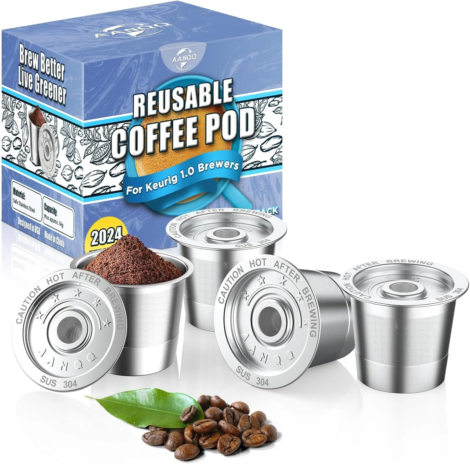 Original 4 Pack K Cup Reusable Coffee Pods for Keurig Stainless Steel Refillable K Cup - Reusable Coffee Filter for Keurig 1.0 Coffee Maker Permanent Dependable