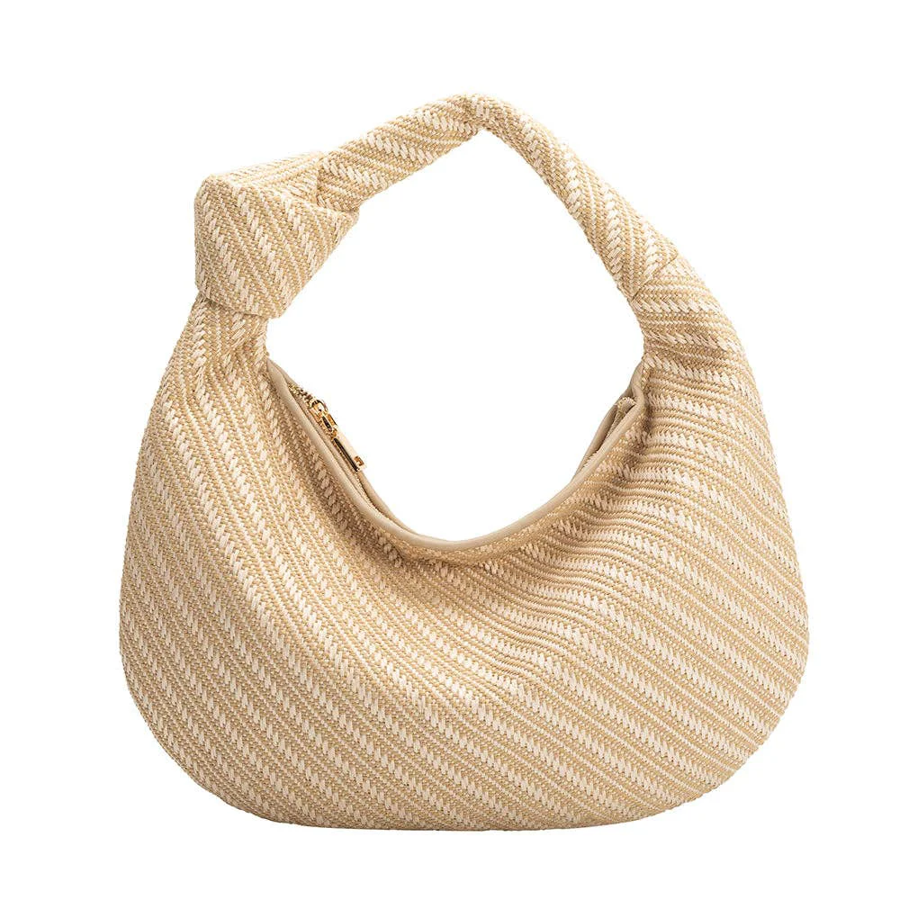 Secure Brigitte Large Natural Raffia Straw Shoulder Bag High-Grade