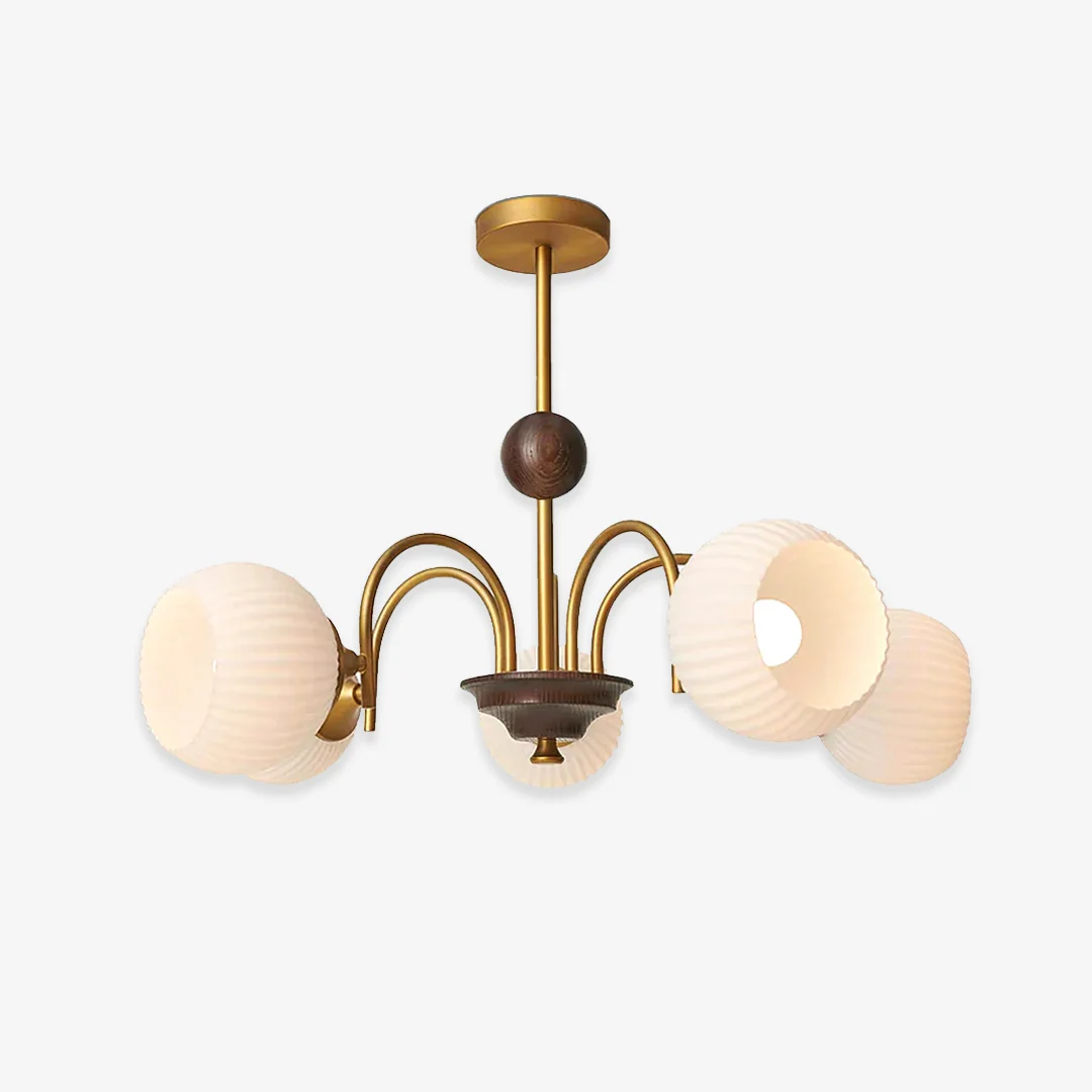 Superior Modern Sculptural Glass Ribbed Chandelier Convenient