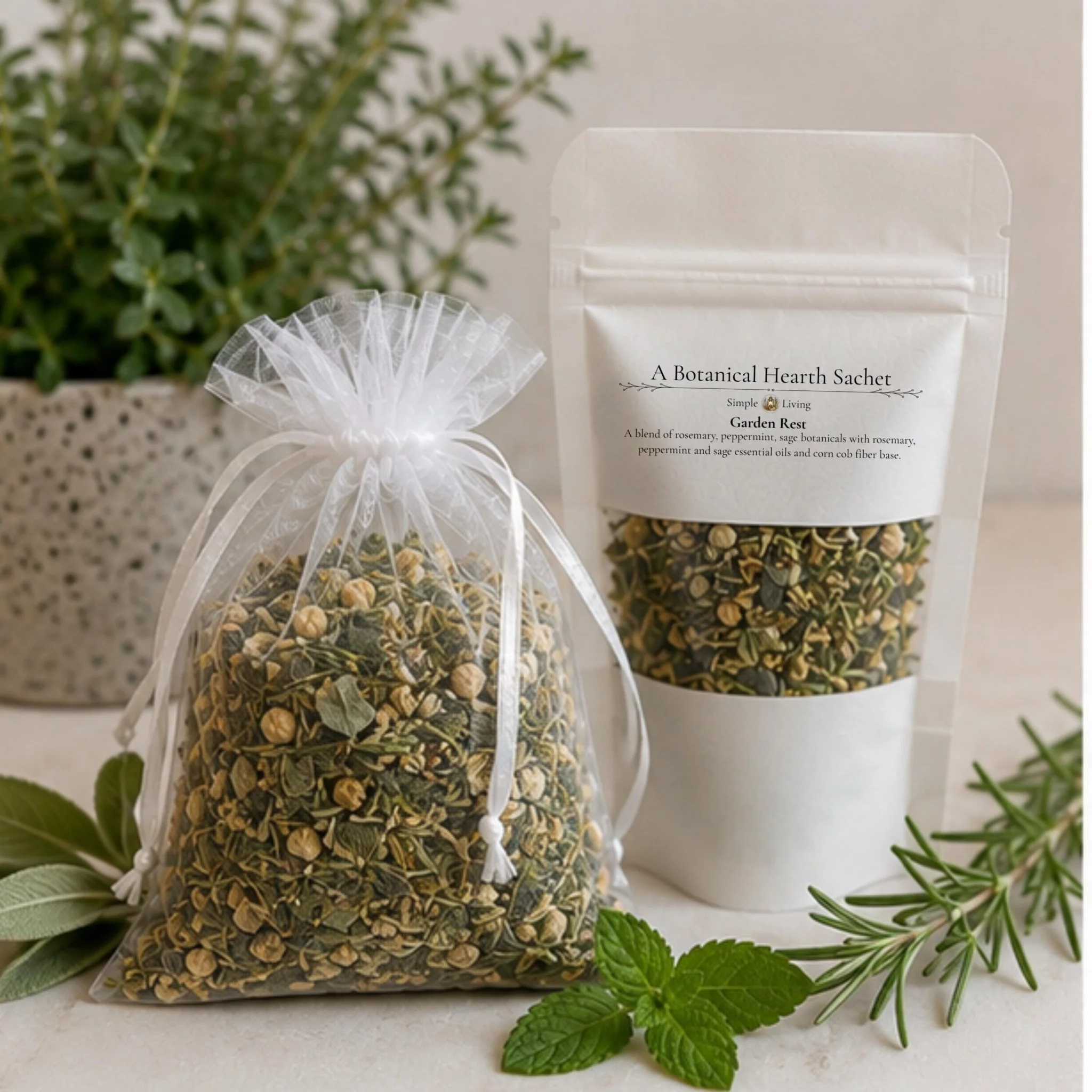 Genuine Herbal Garden Home Fragrance Sachet Garden Rest Herb Pouch Rosemary Mint Sage Botanical Freshener Specialty