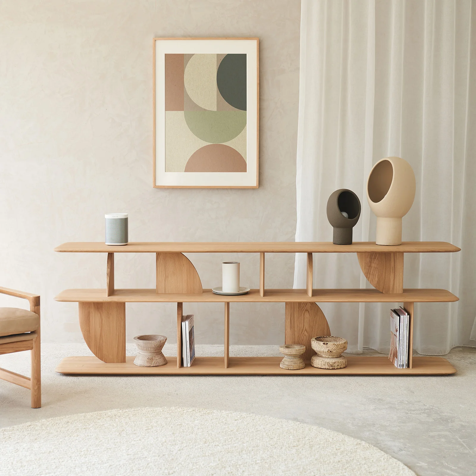 Top-Quality Geometric Console Oak Responsible