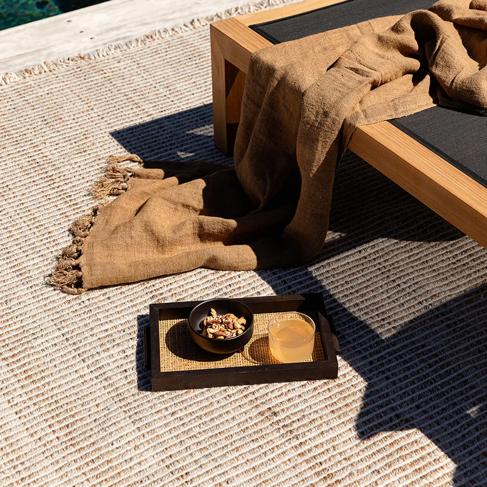 Functional Rhodes Outdoor Floor Rug Teak Breathable
