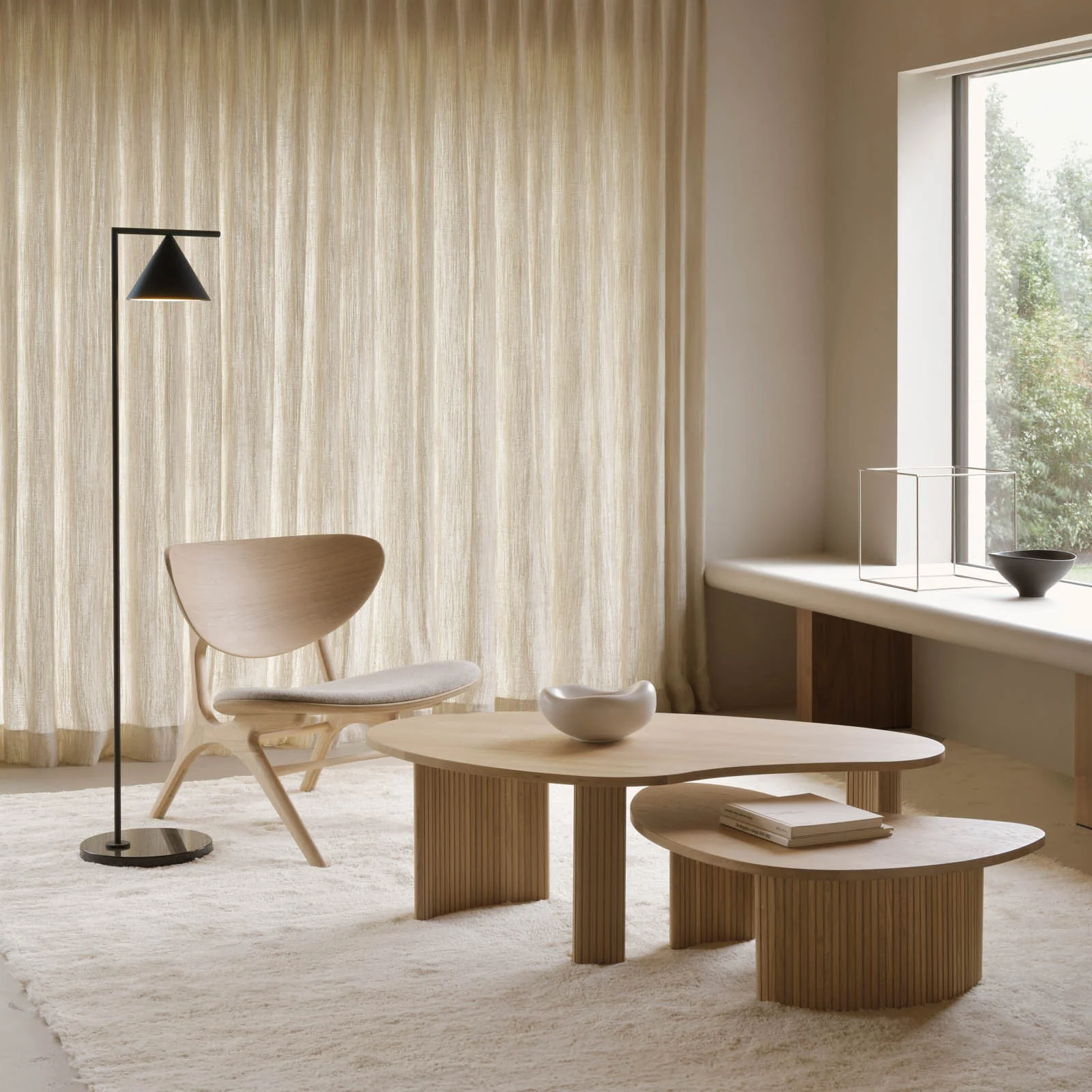 Sophisticated Boomerang Coffee Table Oak Environmentally Friendly
