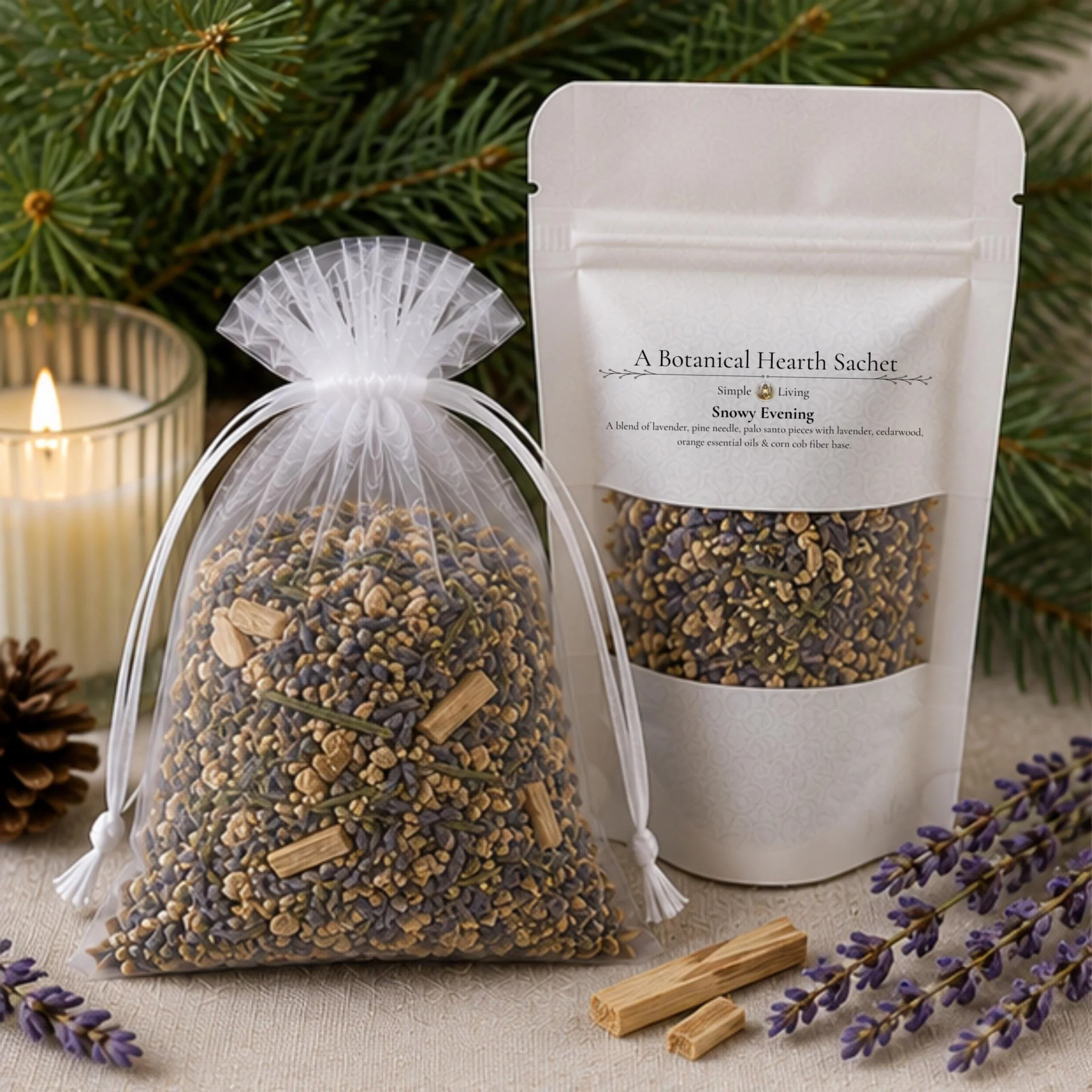 Verified Woodland Lavender Sachet Pillow Sachet Natural Home Snowy Evening Pine Palo Santo Cozy Gift Efficient