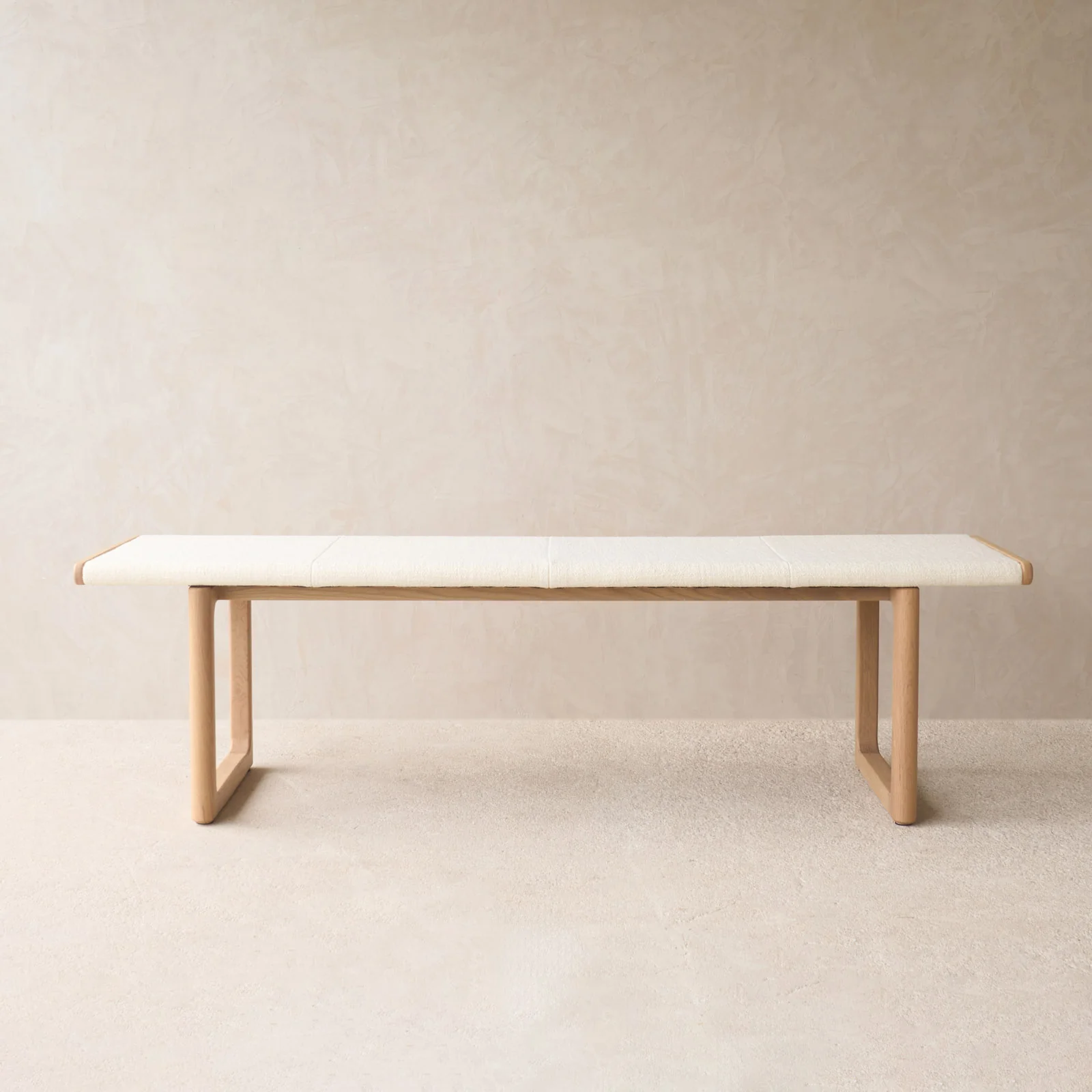 Environmentally Friendly Hover Fabric Bench Blonde Oak Frame - Panna Cotta 170cm Modern