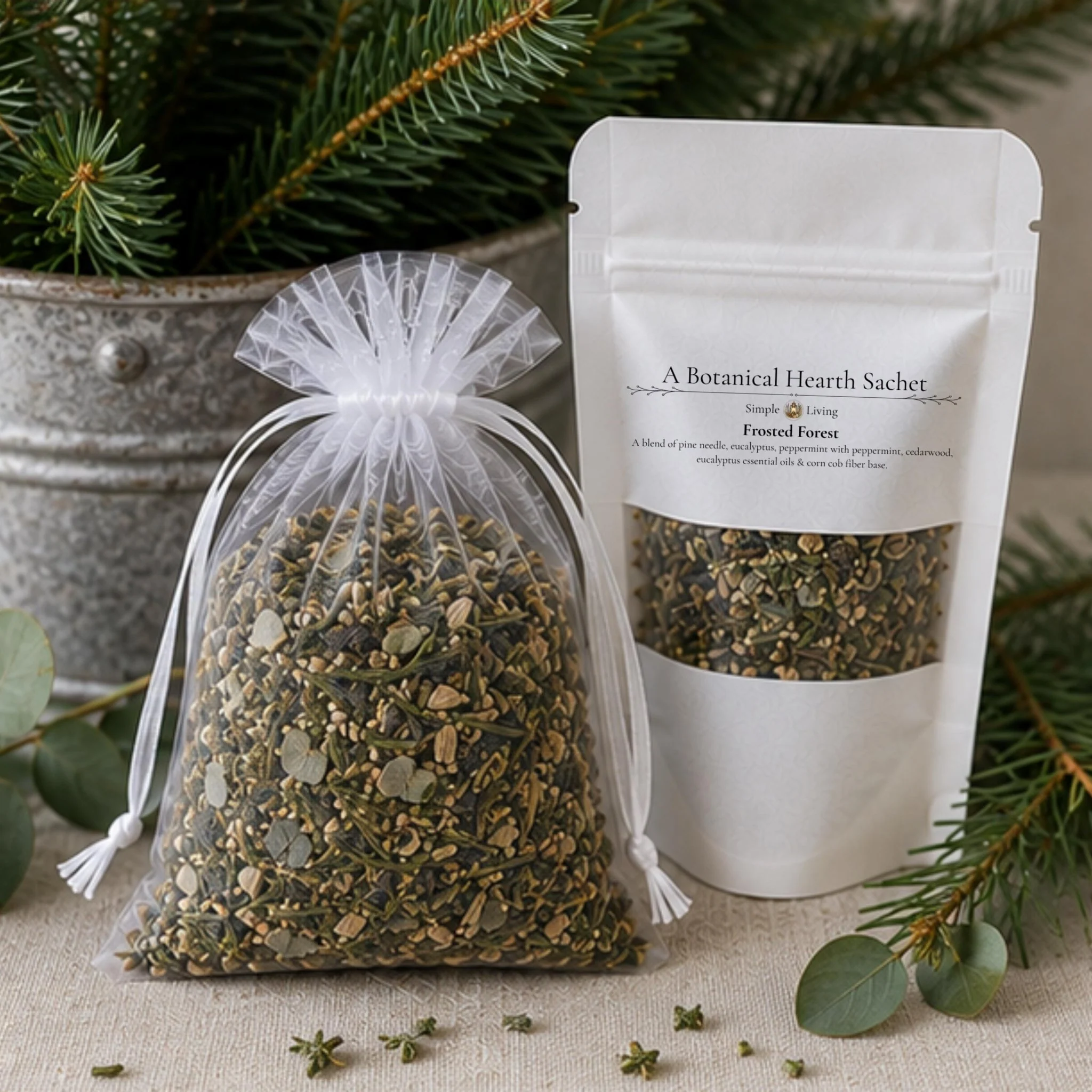 Quality Mint Evergreen Home Fragrance Sachet Frosted Forest Potpourri Bag Pine Eucalyptus Woodland Gift Responsible