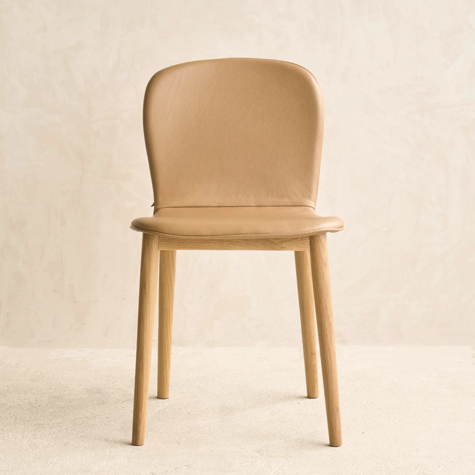 Practical Puddle Leather Dining Chair Oak Frame - Pecan Traditional