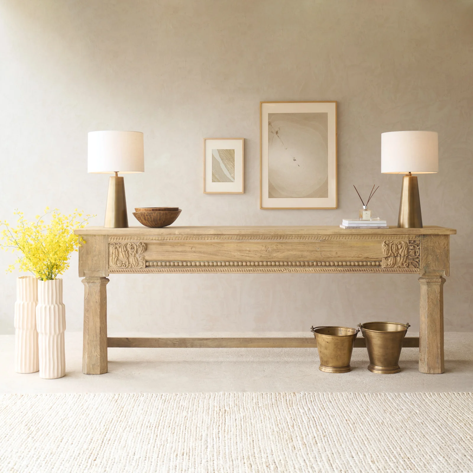 First-Class Reclaimed Carved Teak Console No. 2 Authentic
