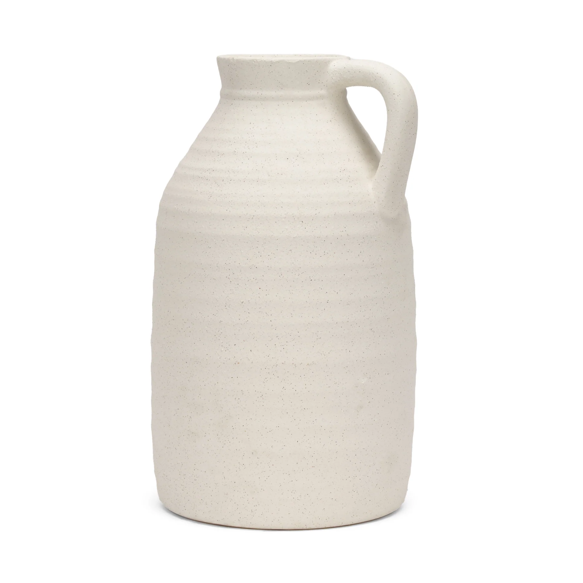Long-Lasting Tyrus Large Textured Matte White w Speckling Ceramic Vase Effective