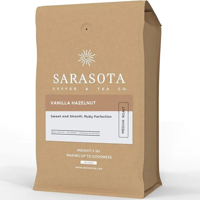 User-Friendly Sarasota Coffee Whole Bean Vanilla Hazelnut Medium Roast Gourmet Flavored Coffee Beans Low Acid Mold Specialty Grade Bulk Beans 5lb 80 oz Refined