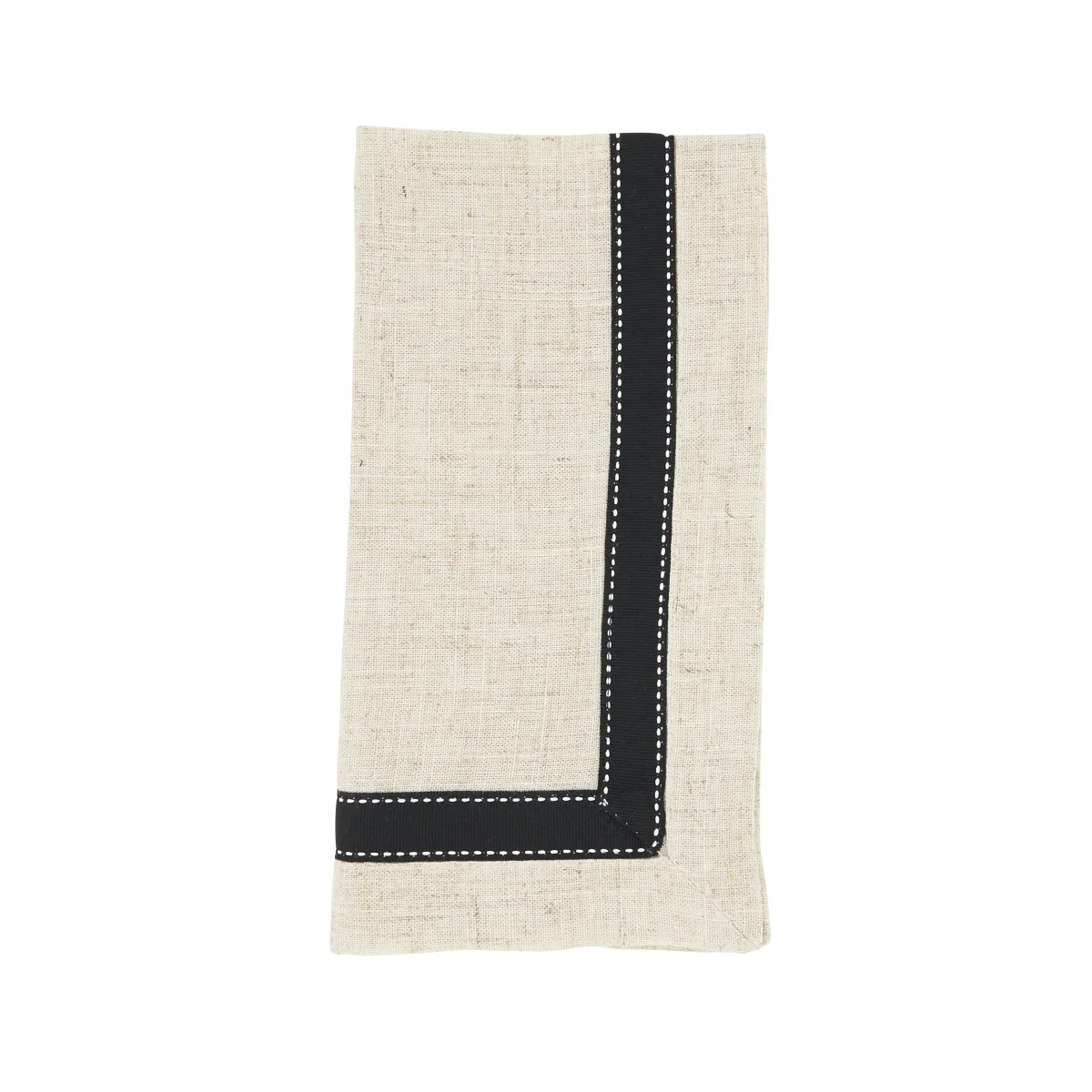 Reusable Grosgrain Accent Napkin Black - Set Of 4 Official