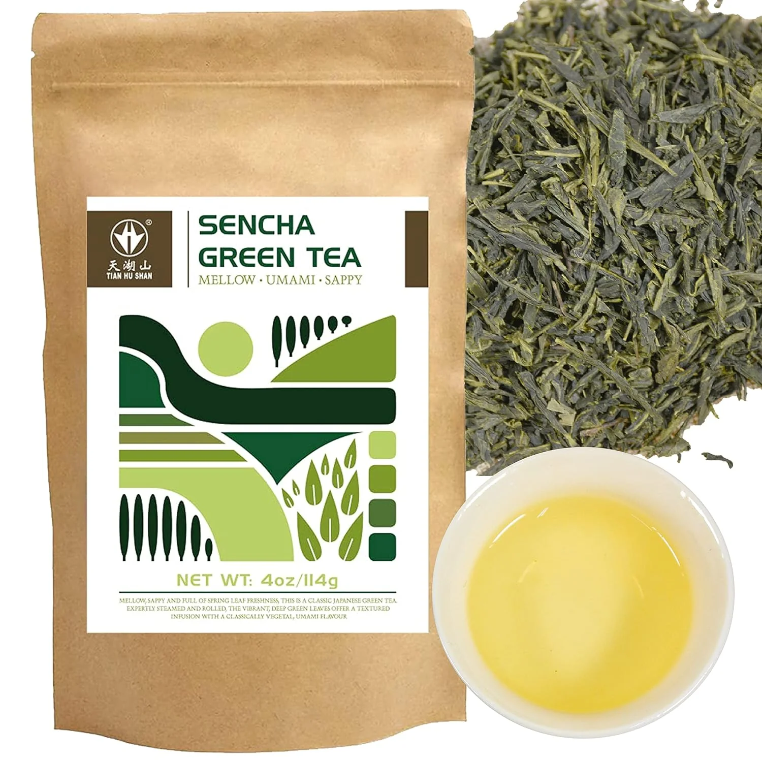 Enhanced Tian HU Shan Sencha Green Tea Loose Leaf Japanese green tea 4 Ounce Trusted