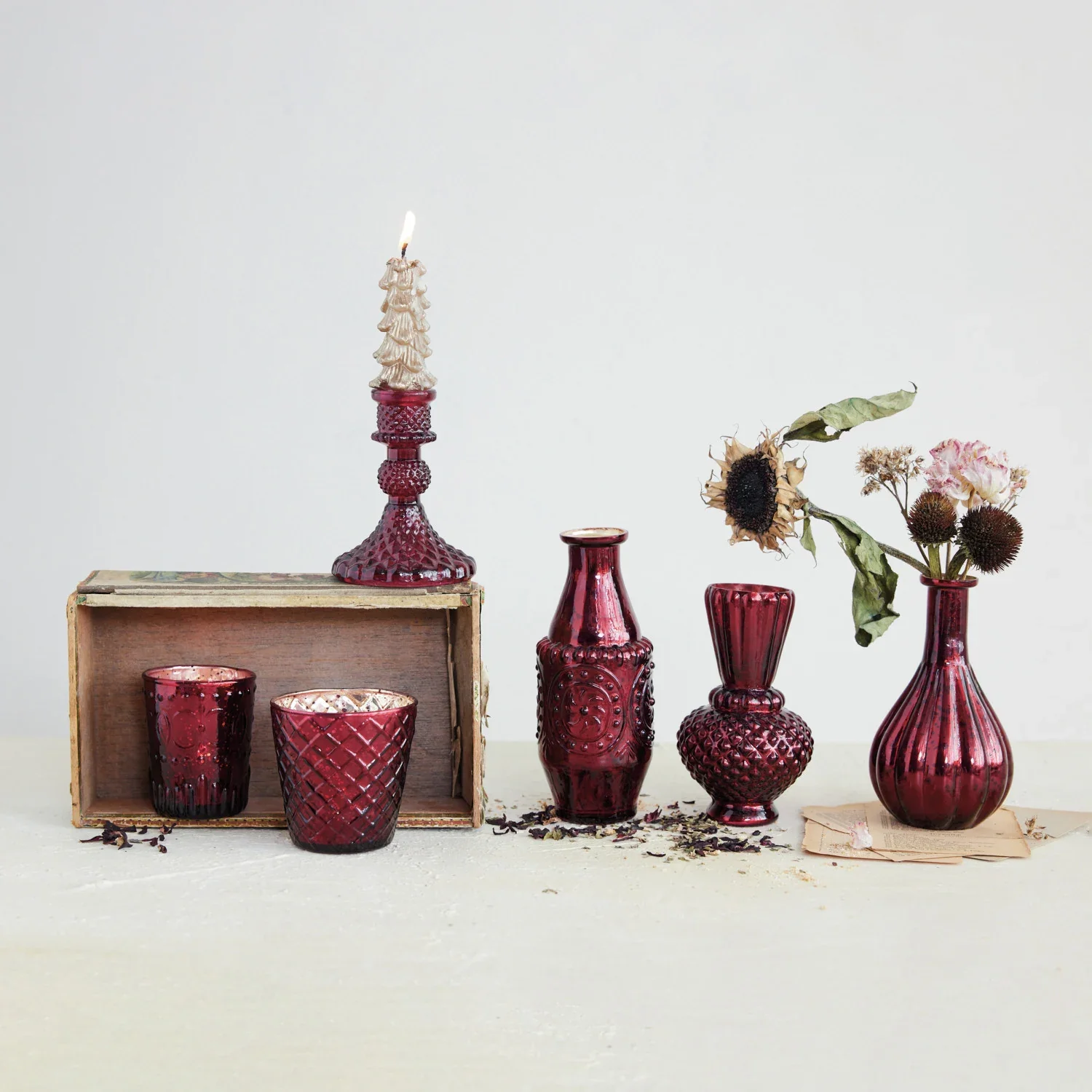 Healthy Burgundy Mercury Glass Bud Vase User-Friendly