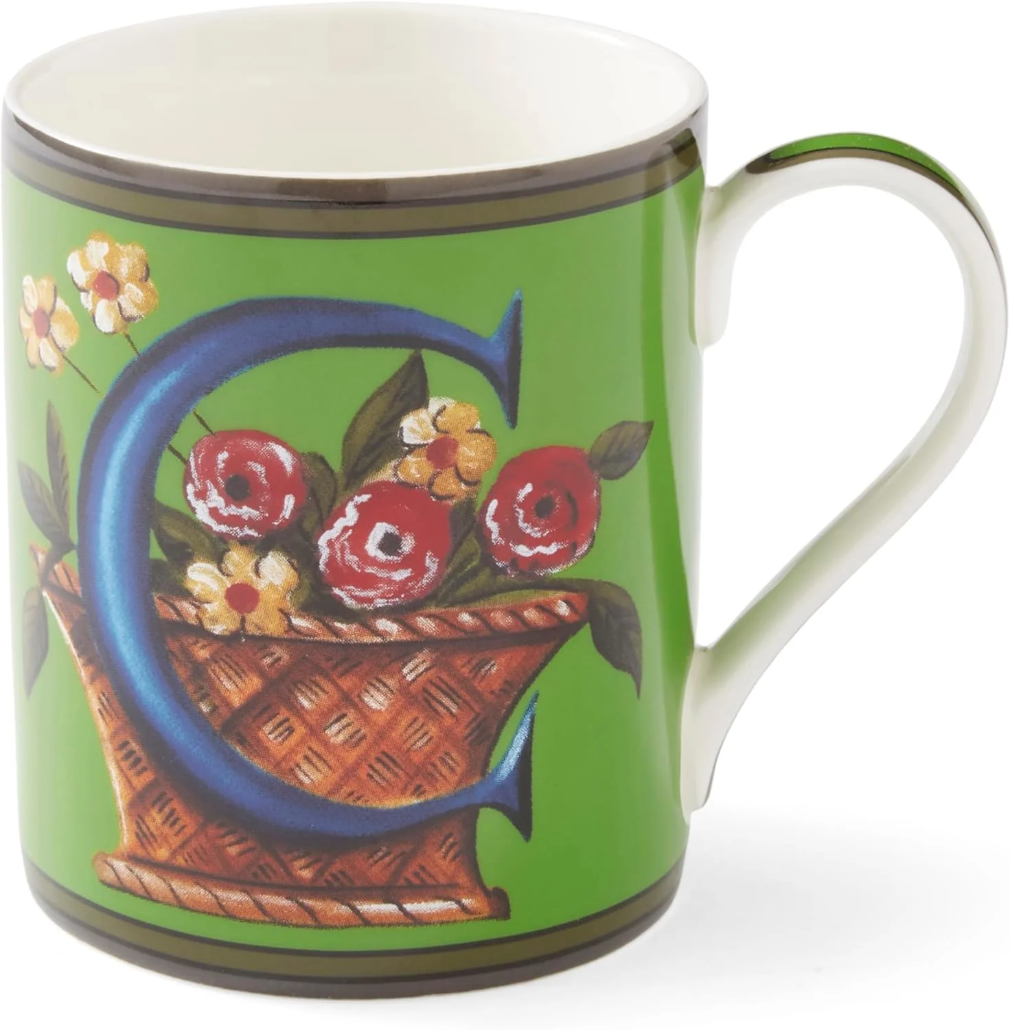 Efficient Spode Kit Kemp 12oz Mug C Initial - Fine China Coffee Cup with Floral Alphabet Design Custom Letter Mug for Unique Gift Giving Selected