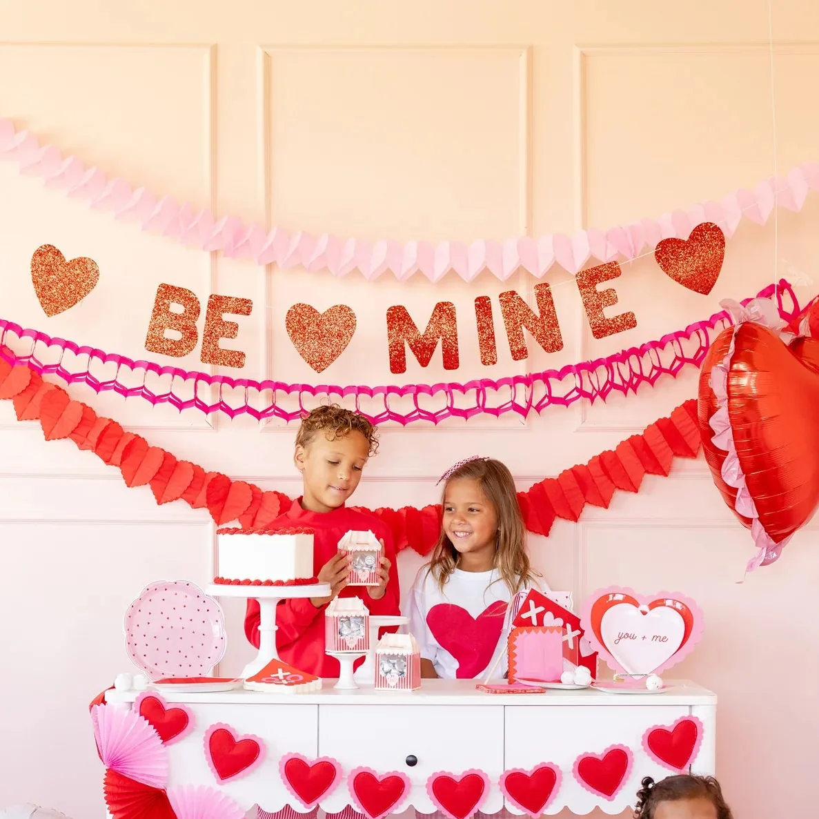 Natural Be Mine Glitter Banner 6' Clean