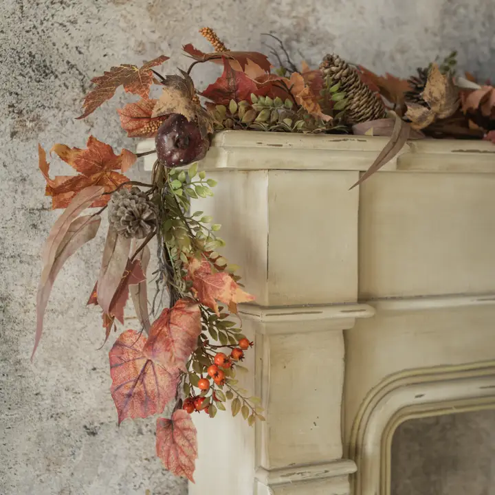 Premium 6-Foot Maple Leaf and Eucalyptus Fall Garland Fine